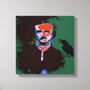 Impressão Em Tela Retrato de Edgar Allan Poe em Pop Art