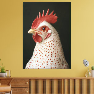 Impressão Em Tela Retrato de Frango Manchado