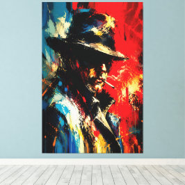 Impressão Em Tela Retrato de Gângster Pintura Abstrata Estilo Vintag