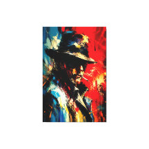 Retrato de Gângster Pintura Abstrata Estilo Vintag