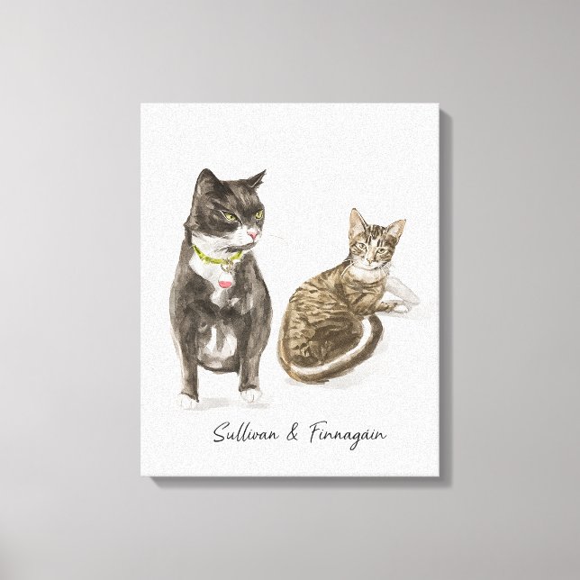 Impressão Em Tela Retrato de Gato Personalizado Aquarela (Frente)