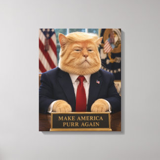 Impressão Em Tela Retrato de Gato Trump – Faça a América Ronronar No