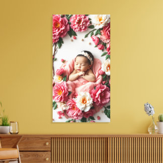 Impressão Em Tela Retrato de Janet Birth Flower Baby Girl