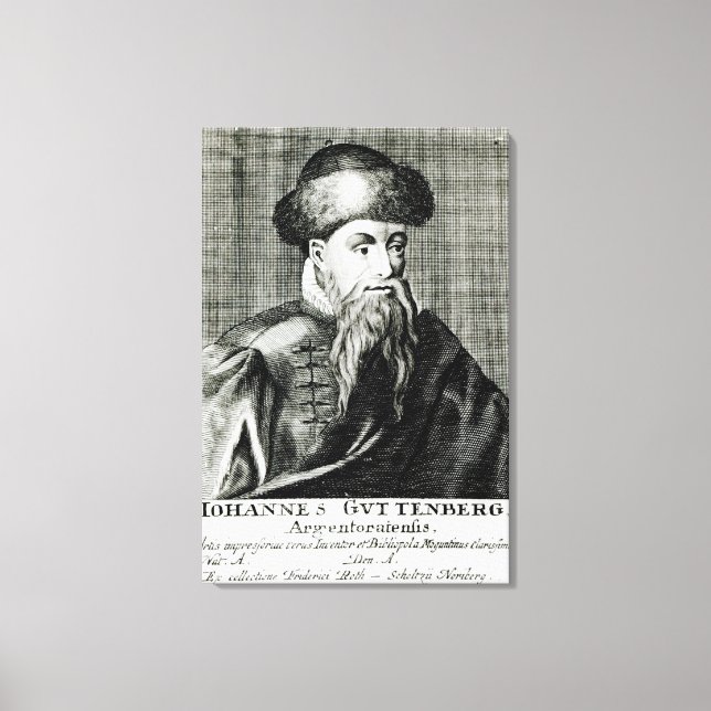 Impressão Em Tela Retrato de Johannes Gutenberg (Frente)