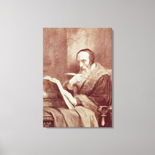 Impressão Em Tela Retrato de John Calvin (1509-1564) (gravura) (Frente)