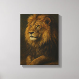 Impressão Em Tela Retrato de Leão Majestoso com Arte Regal