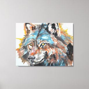 Impressão Em Tela Retrato de Lobo de Olhos Dourados