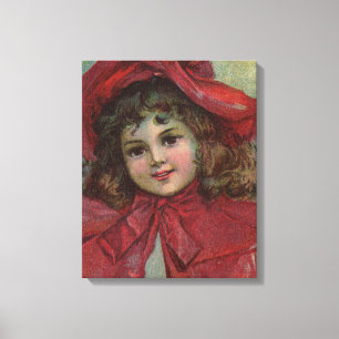 Impressão Em Tela Retrato de menina com chapéu vermelho infantil vit