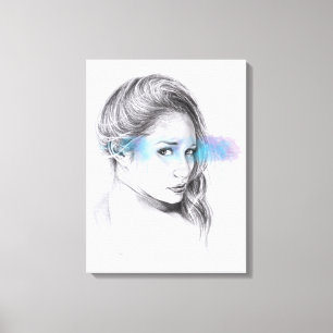 Impressão Em Tela Retrato de menina desenho a lápis arte