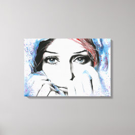 Impressão Em Tela Retrato de menina Olhos bonitos Pintura em aquarel