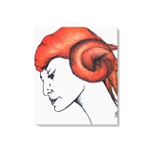 Retrato de mulher com cabelo laranja em arte pop