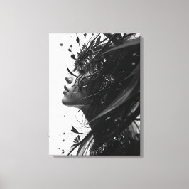 Impressão Em Tela Retrato de Mulher Fantasia Preto e Branco – Abs El