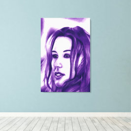Impressão Em Tela Retrato de Mulher Pessoas Roxas Arte Original