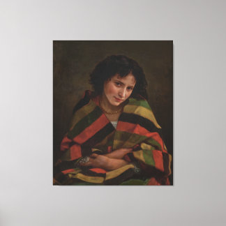 Impressão Em Tela Retrato de Mulher Vintage Elegante com Xale Listra