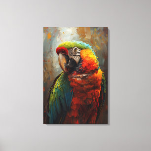 Impressão Em Tela Retrato de papagaio artístico - Pintura a óleo vib