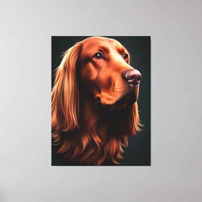 Impressão Em Tela Retrato de Pet de Arte Fina do Irish Setter (Frente)