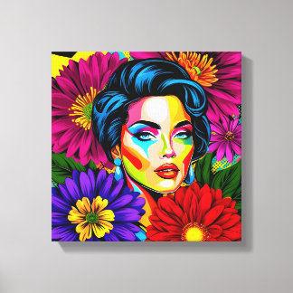 Impressão Em Tela retrato de pop art