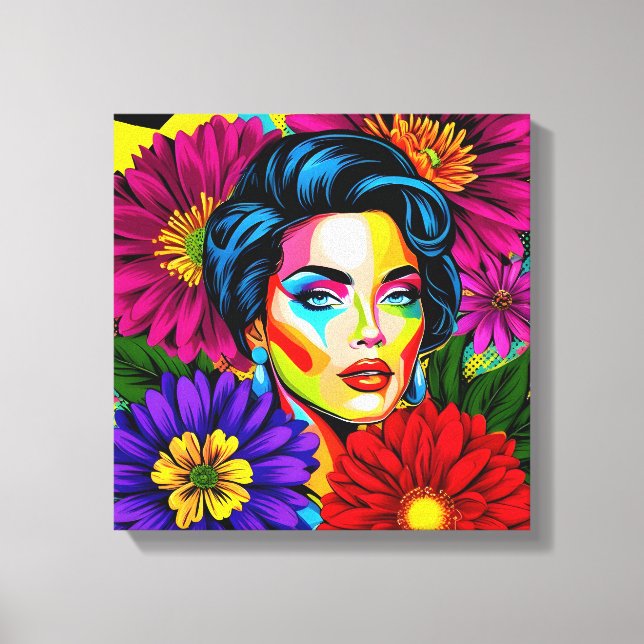 Impressão Em Tela retrato de pop art (Frente)