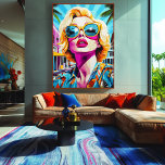 Impressão Em Tela Retrato de Pop de Arte Negrito de Mulher Glamorosa<br><div class="desc">Traga energia vibrante e retro-charme para o seu espaço com este ousado retrato de arte pop de uma mulher glamourosa nos arredores tropicais. Com cores marcantes, óculos de sol retrógrados e uma estética em voga, esta trabalho de arte é perfeita para fãs de pop, amantes de moda, e aqueles que...</div>