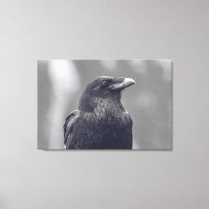 Impressão Em Tela Retrato de Raven Preto e Branco