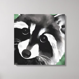 Impressão Em Tela Retrato de Rosto Raccoon