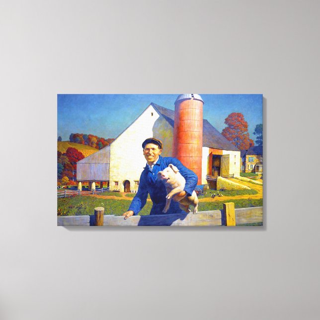 Impressão Em Tela Retrato de um Fazendeiro NC Wyeth 1943 Arte Americ (Frente)