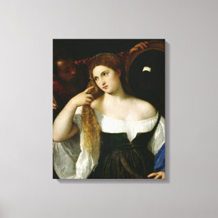 Impressão Em Tela Retrato de uma mulher em seu toalete, 1512-15