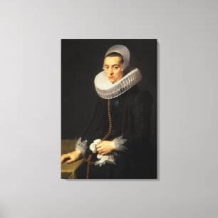 Impressão Em Tela Retrato de uma senhora em um vestido preto