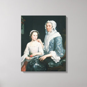Impressão Em Tela Retrato de uma senhora idosa e de uma rapariga