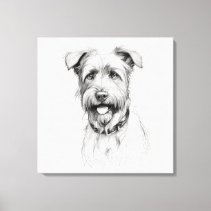 Impressão Em Tela Retrato Desenhado a Lápis de Schnauzer