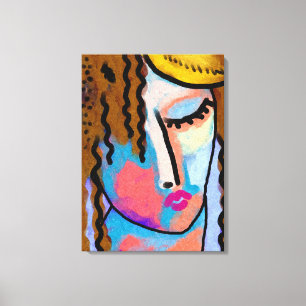 Impressão Em Tela Retrato digital Abstrato de uma mulher em repouso