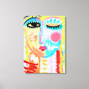 Impressão Em Tela Retrato digital abstrato loiro de uma mulher