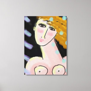 Impressão Em Tela Retrato digital de Abstrato da Noite 2 de uma Mulh