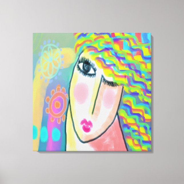 Impressão Em Tela Retrato digital primavera Abstrato de uma mulher (Frente)