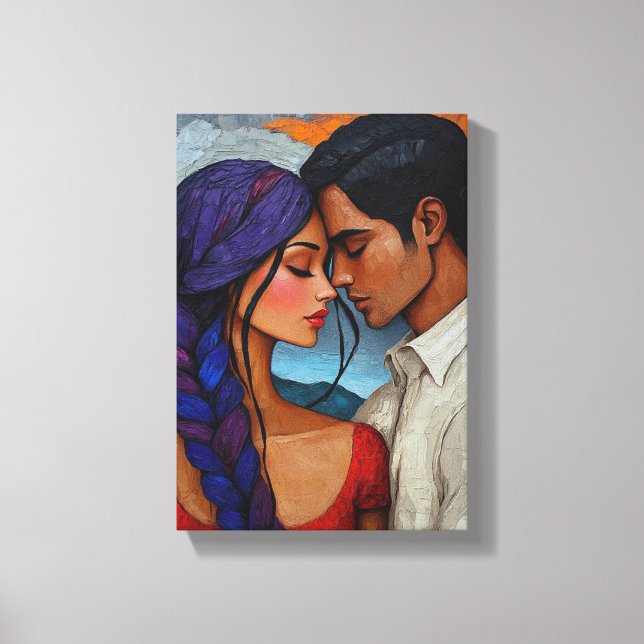 Impressão Em Tela Retrato do Casal abstrato - Amor em Formas Artísti (Frente)