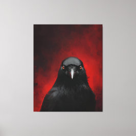 Impressão Em Tela Retrato do Corvo de Olhos Carmesim