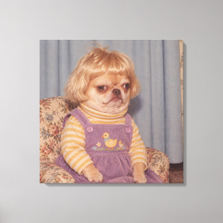 Impressão Em Tela Retrato do Dia de Foto Retro do Chihuahua Mal-Humo