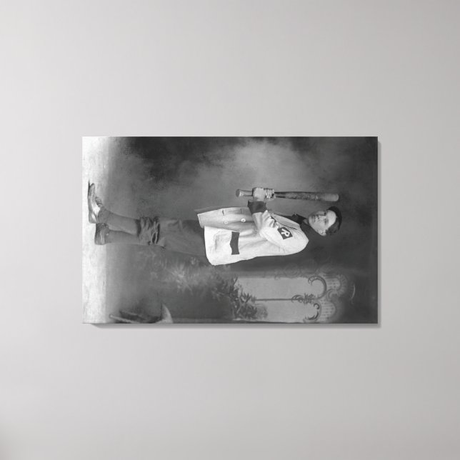 Impressão Em Tela Retrato do jogador de beisebol segurando o batente (Frente)