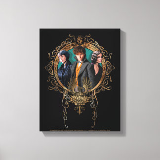 Impressão Em Tela Retrato do ouro Newt, Tina e Leta Art Deco