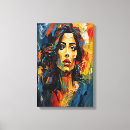Impressão Em Tela Retrato Expressionista Radiante