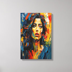 Impressão Em Tela Retrato Expressionista Radiante