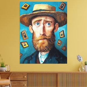 Impressão Em Tela Retrato Expressivo Homem com Manteiga no Estilo Va