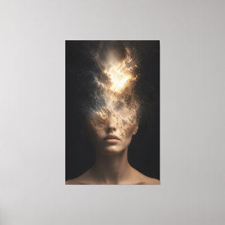 Impressão Em Tela Retrato Facial Etéreo Dissolvendo | Espírito Surre