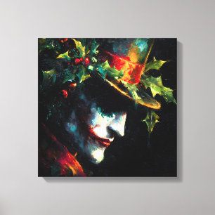 Impressão Em Tela Retrato Festivo do Joker de Natal