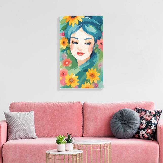 Impressão Em Tela Retrato Floral Daydreit (Insitu(Sala de estar))