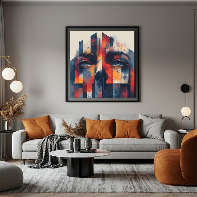 Impressão Em Tela Retrato Geométrico Abstrato (Criador carregado)