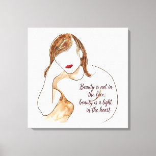 Impressão Em Tela Retrato Minimalista Elegante com Citação