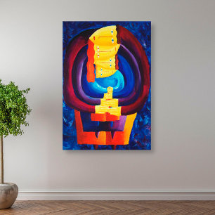 Impressão Em Tela Retrato Moderno da Família Juntos Pintura Arte