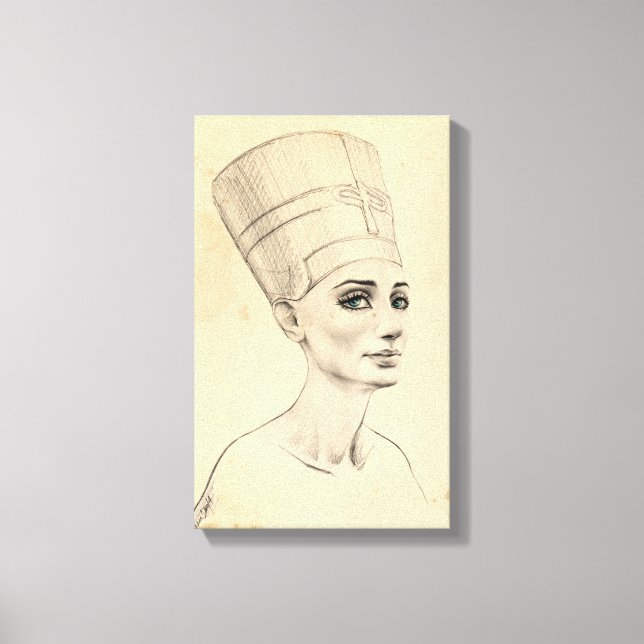 Impressão Em Tela Retrato Nefertiti desenhando Papiro Antigo Egito (Frente)