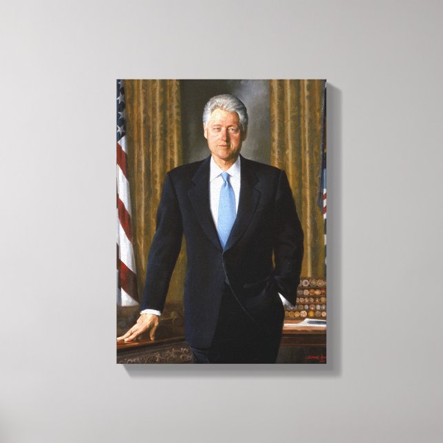 Impressão Em Tela Retrato Presidencial Oficial Bill Clinton (Frente)